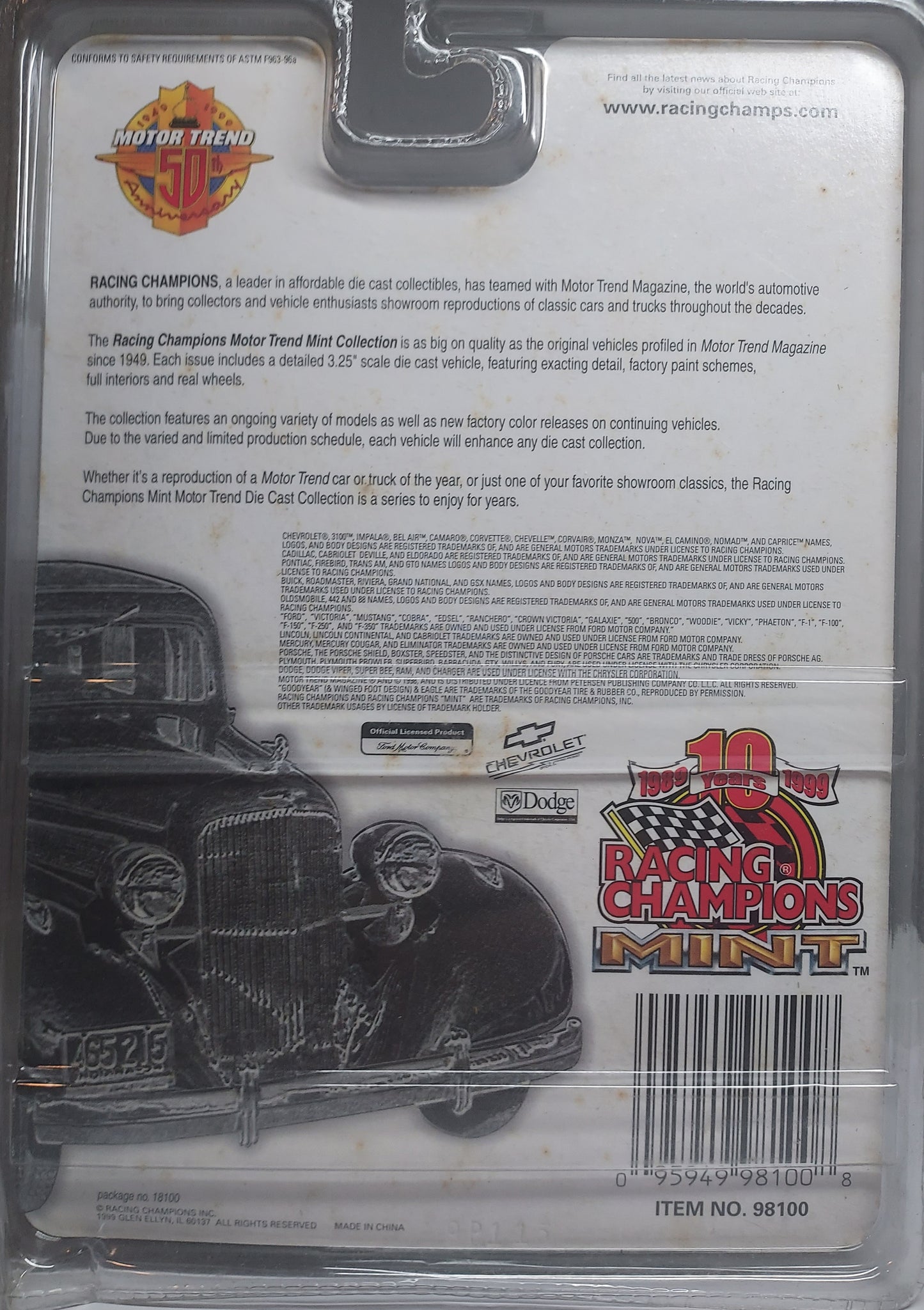 Racing Champions Mint, Motor Trend 50th Anniversary "69 Cougar Eliminator"